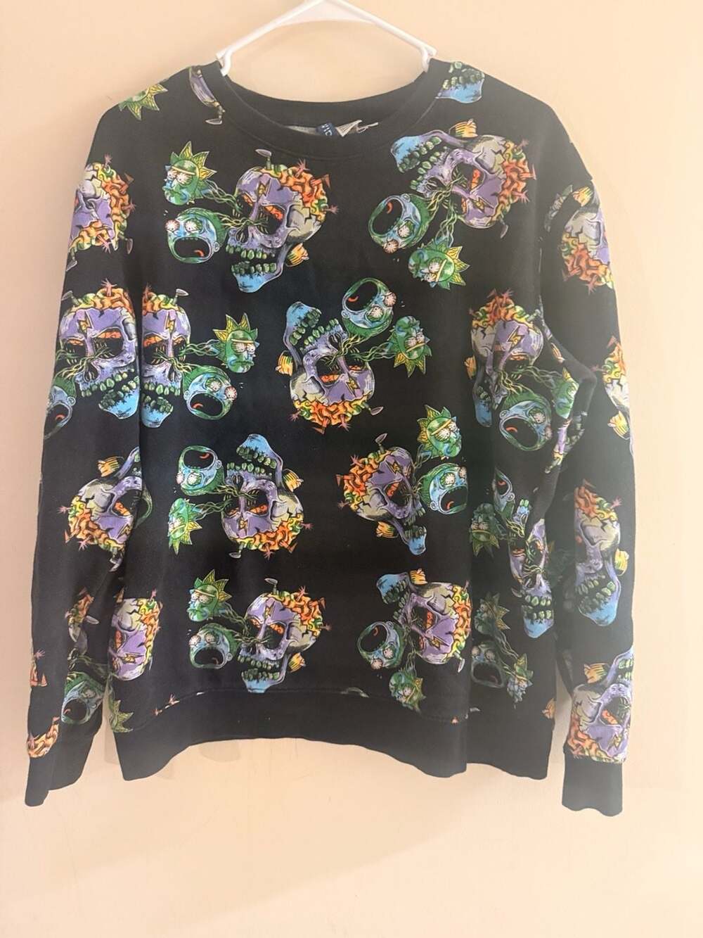 H&M Divided Rick and Morty Skull Print Sweatshirt Size M